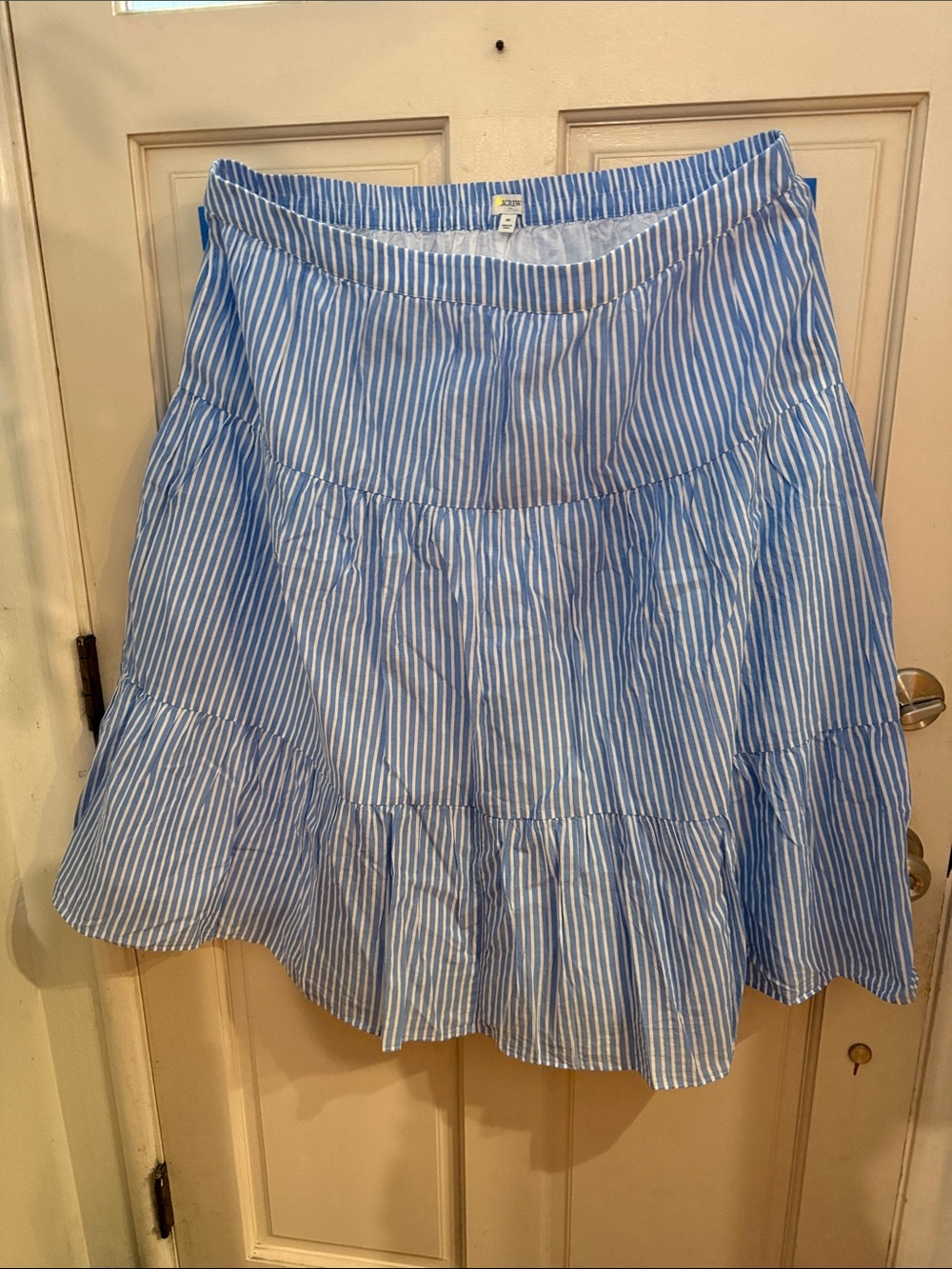 J. Crew Blue and White Striped Circle Skirt